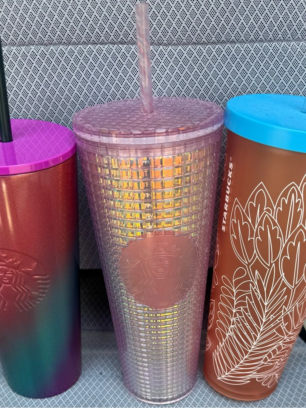 Starbucks 24oz Tumbler Lot of 3 Ombre Glimmer Copper Floral NEW